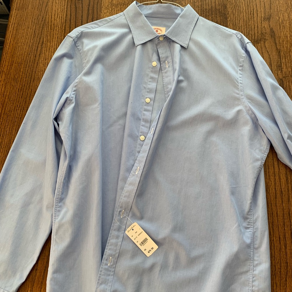 Brooks Brothers Red Fleece blue stripe button down. NWT XXL (runs small)